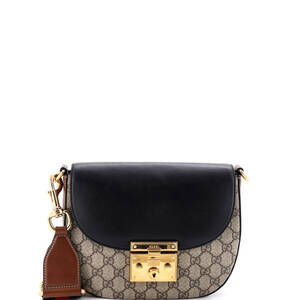 Gucci Medium Padlock Saddle Shoulder Bag GG Coated Canvas and Leather